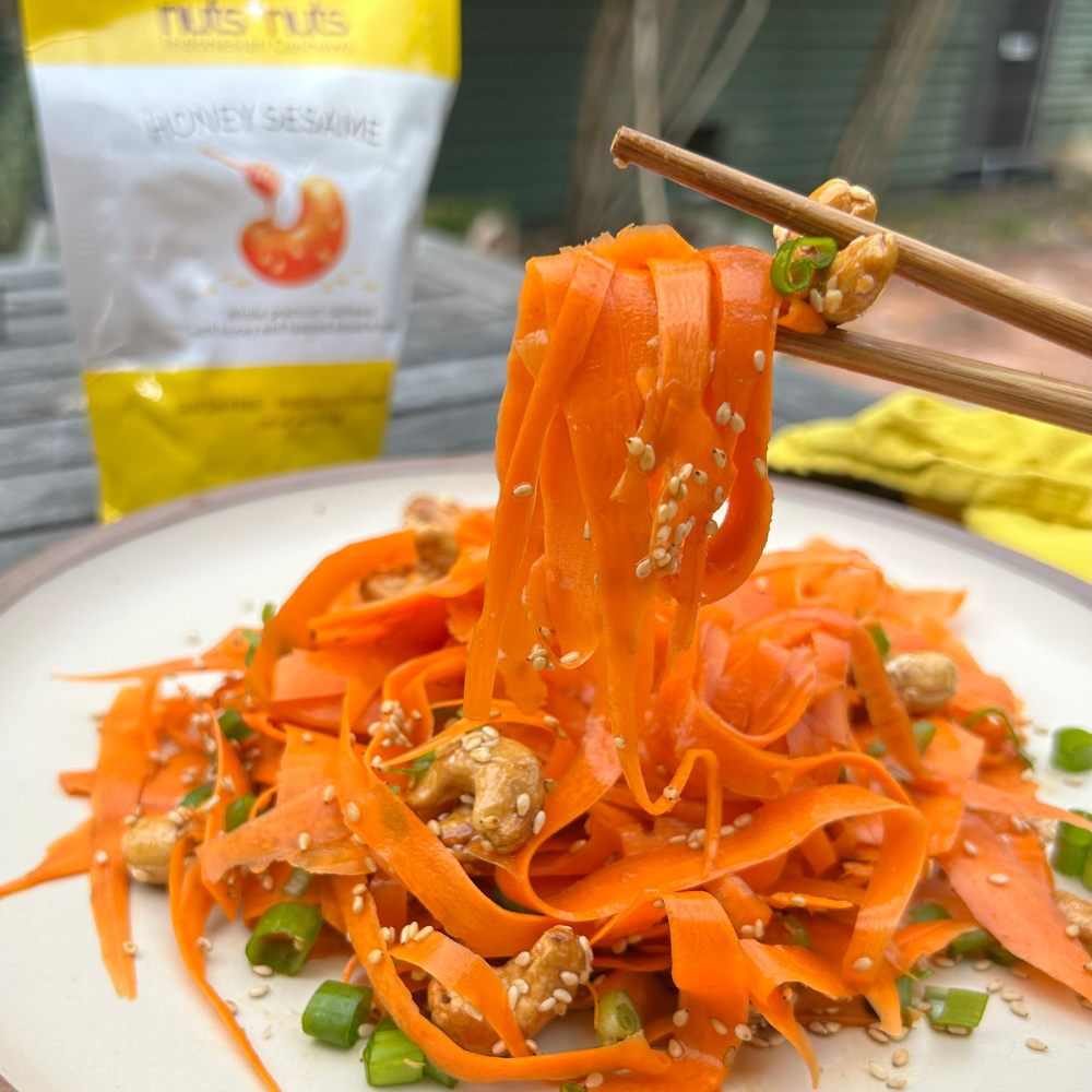 Viral Carrot Salad with Honey Sesame Cashews