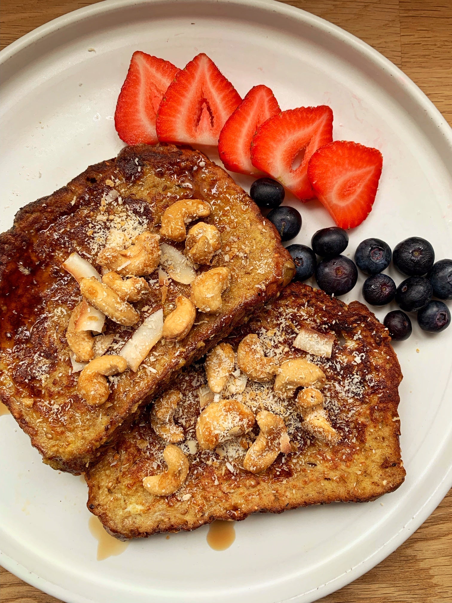 Coconut Cashews with Palm Sugar French Toast