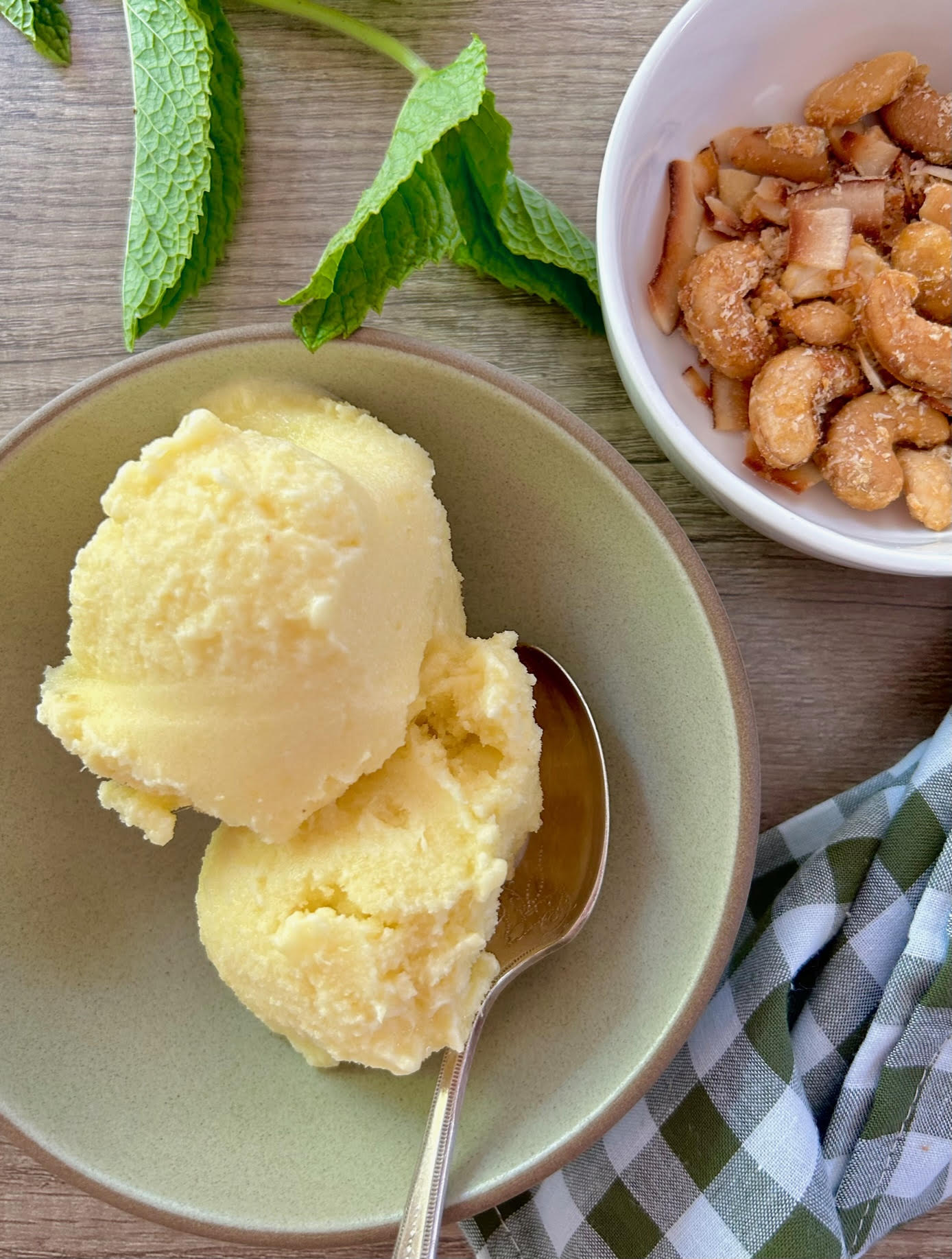Pineapple Soft Serve with Coconut Palm Sugar Cashews