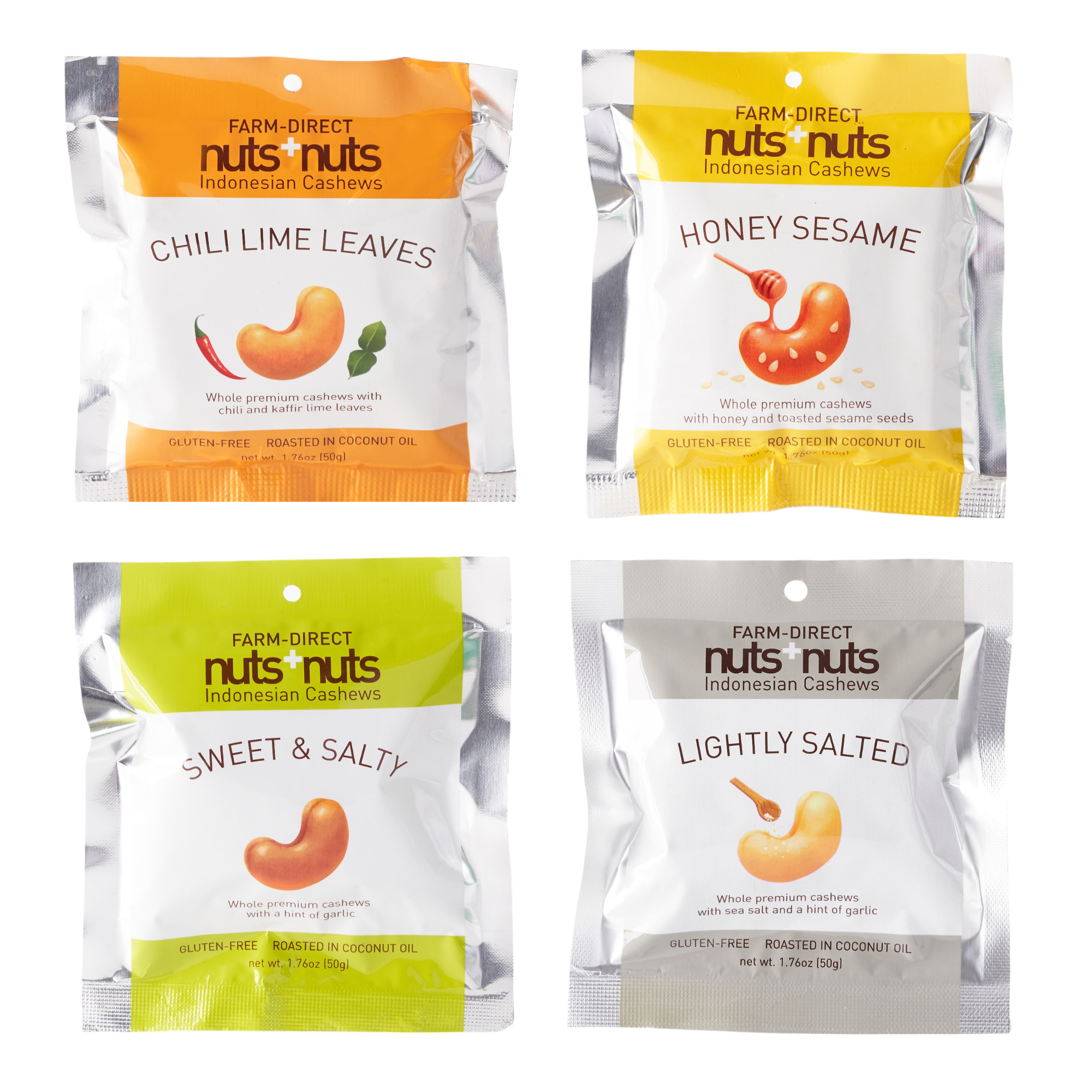 assorted cashew flavors with premium ingredients