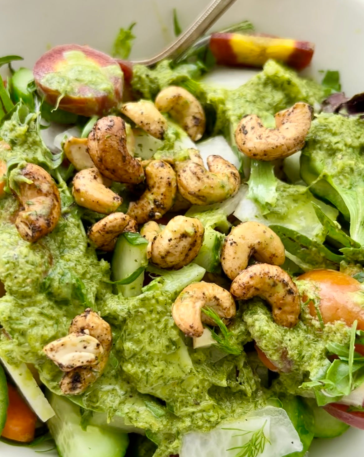 Black Pepper Indonesian Cashews with salad