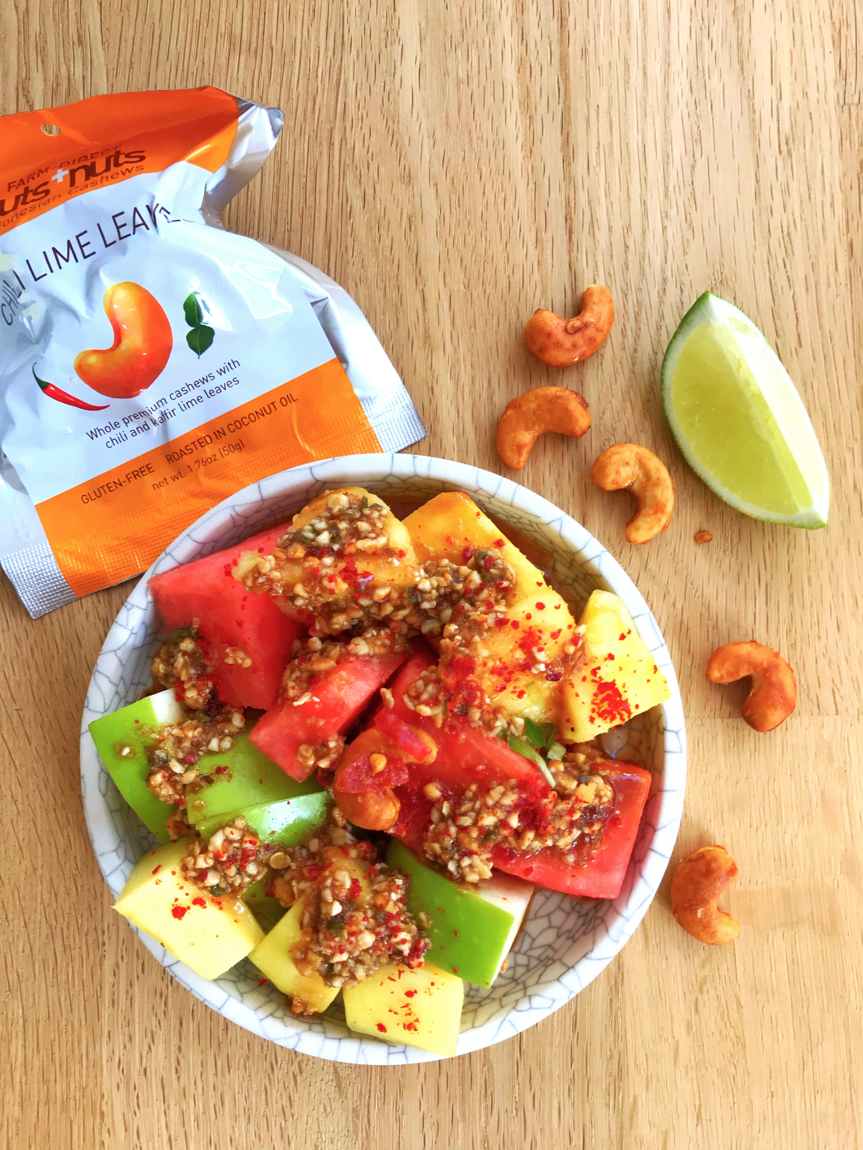 Chili Lime cashews with fruit