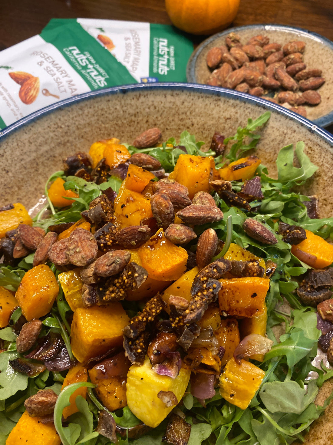 Fall Salad with Roasted Butternut Squash and Rosemary Maple Sea Salt Almonds