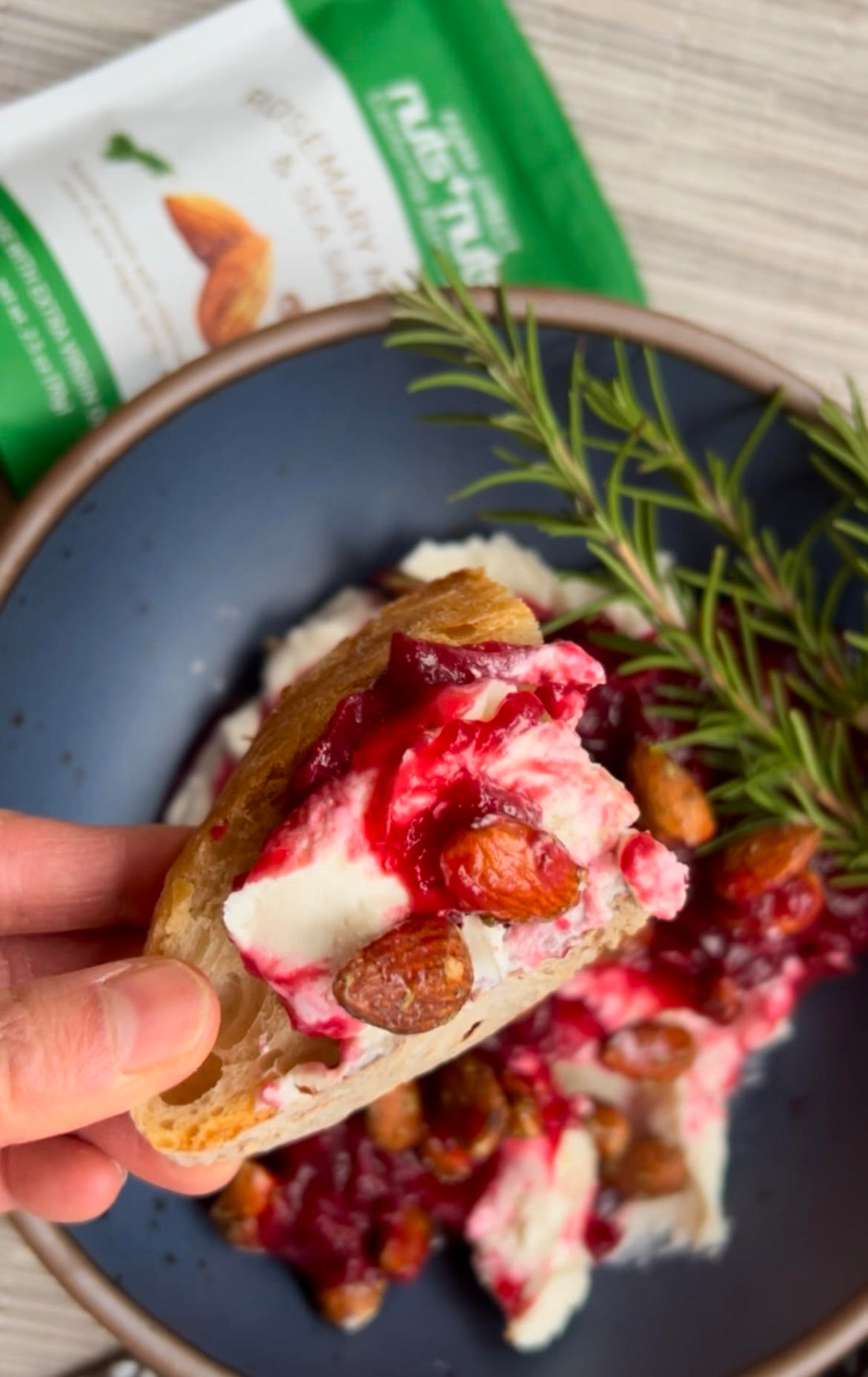 Whipped Goat Cheese, Cranberries, and Rosemary Maple Almonds