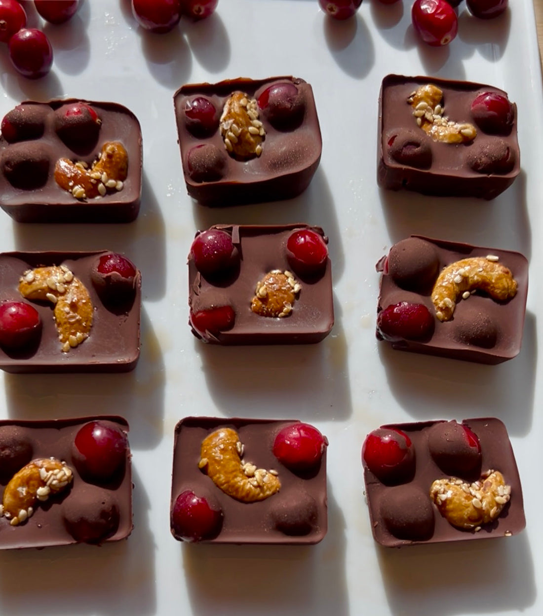 Honey Sesame Cashews with Chocolate Cranberries